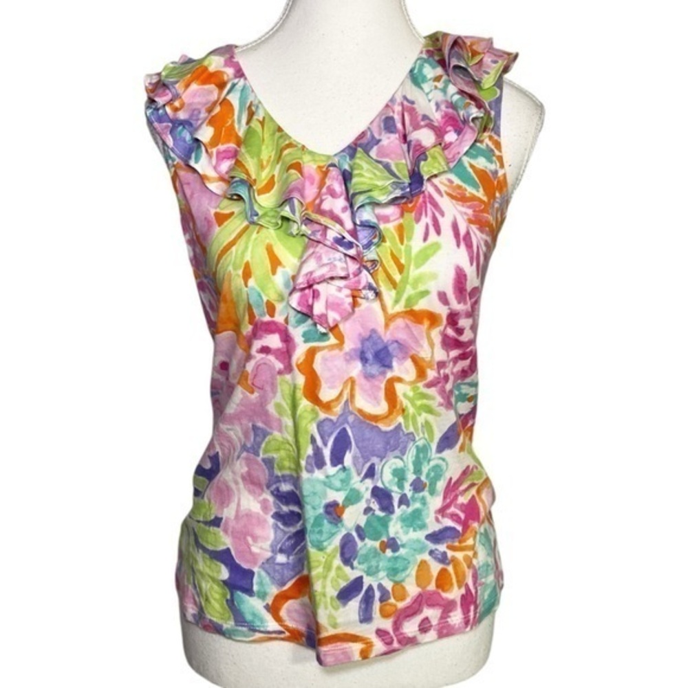 Lauren Ralph Lauren Colorful Print Tank Top with Ruffles
